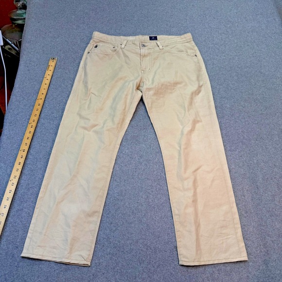 Ag Adriano Goldschmied Other - AG‎ Adriano Goldschmied The Graduate Tailored Leg Khaki Linen Cotton Pants 36x28